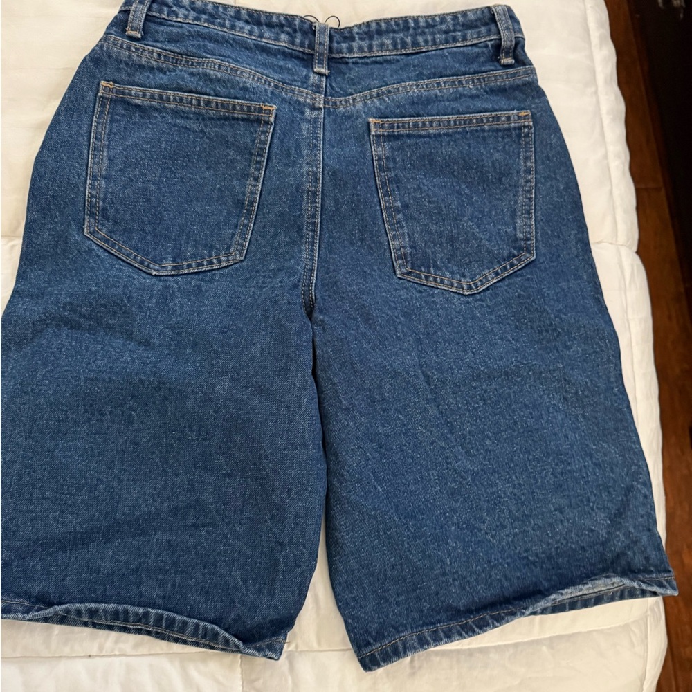 Edikted Pink Tag Denim Shorts